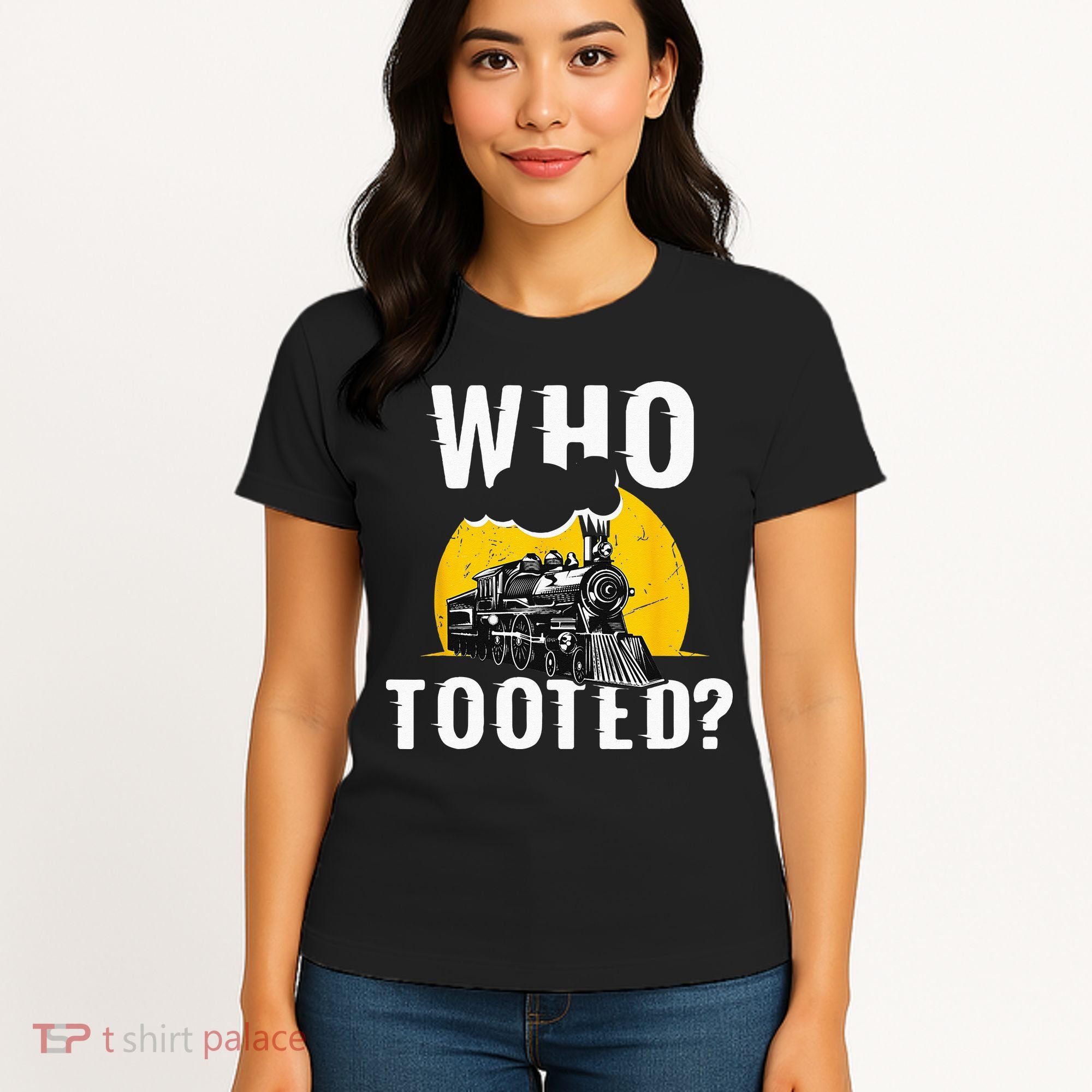 Who Tooted Funny Train Lover Cute Model Railroad Conductor Women's T-Shirt