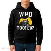 Who Tooted Funny Train Lover Cute Model Railroad Conductor Kids Hoodie thumb 4