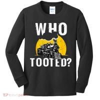 Who Tooted Funny Train Lover Cute Model Railroad Conductor Kids Long Sleeve Shirt thumb 0