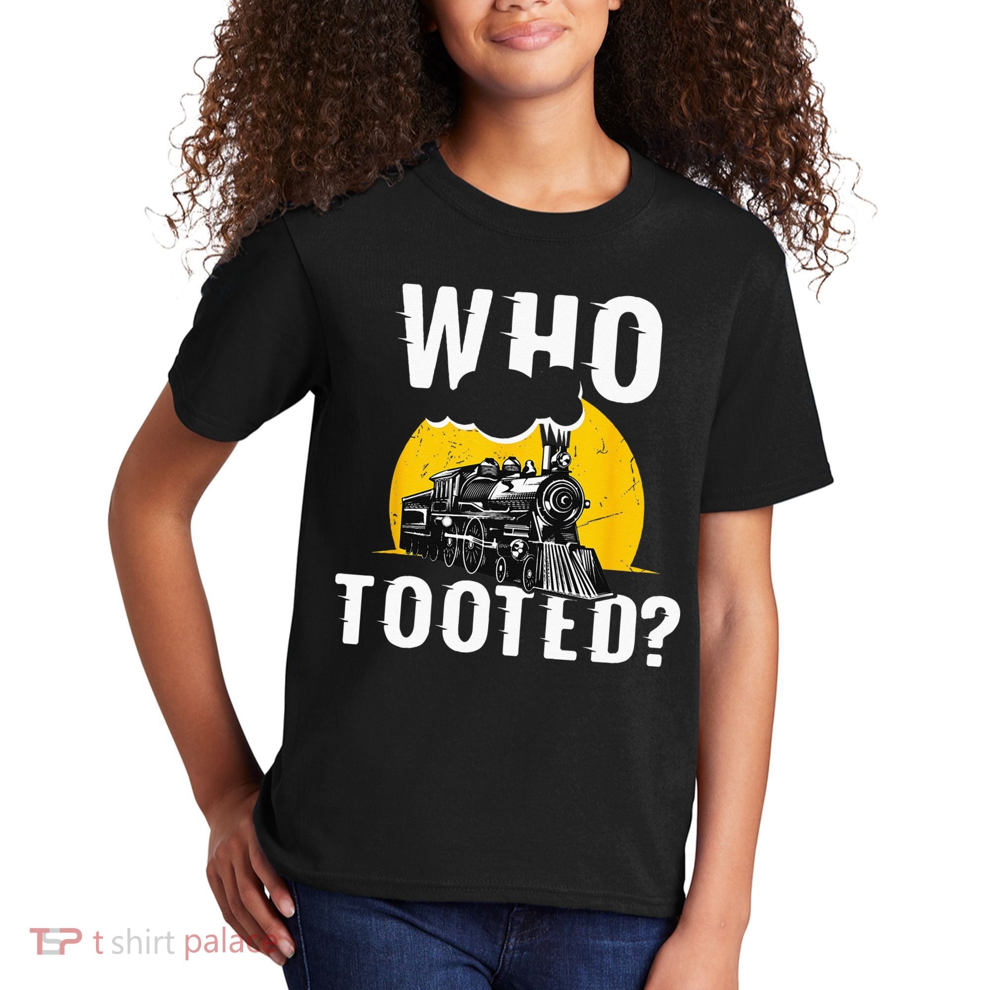 Who Tooted Funny Train Lover Cute Model Railroad Conductor Kids T-Shirt