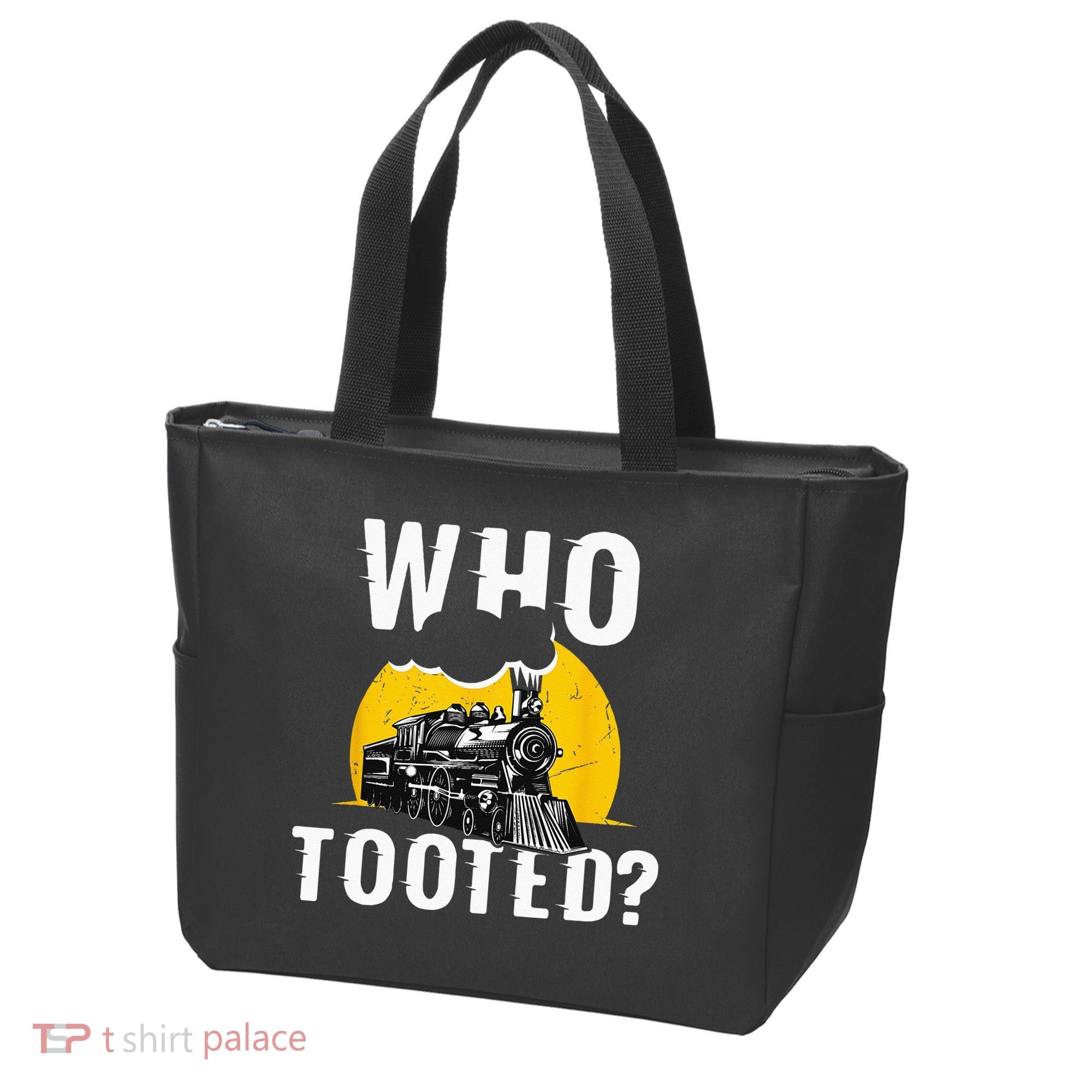 Who Tooted Funny Train Lover Cute Model Railroad Conductor Tote Bag