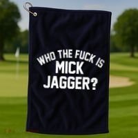 Who The F'uk Is Mick Jagger Distressed Golf Towel thumb 1