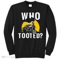 Who Tooted Funny Train Lover Cute Model Railroad Conductor Sweatshirt thumb 0