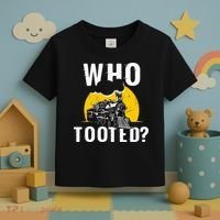 Who Tooted Funny Train Lover Cute Model Railroad Conductor Toddler T-Shirt thumb 3
