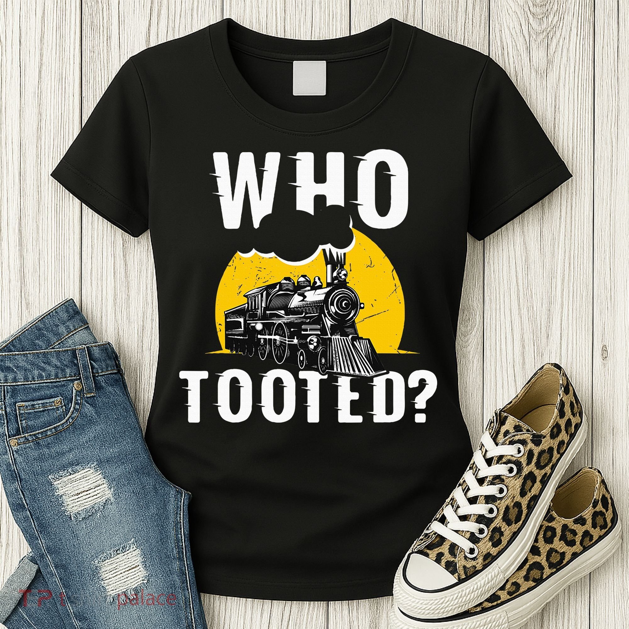 Who Tooted Funny Train Lover Cute Model Railroad Conductor Women's T-Shirt