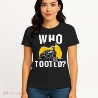 Who Tooted Funny Train Lover Cute Model Railroad Conductor Women's T-Shirt thumb 4
