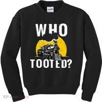Who Tooted Funny Train Lover Cute Model Railroad Conductor Kids Sweatshirt thumb 0