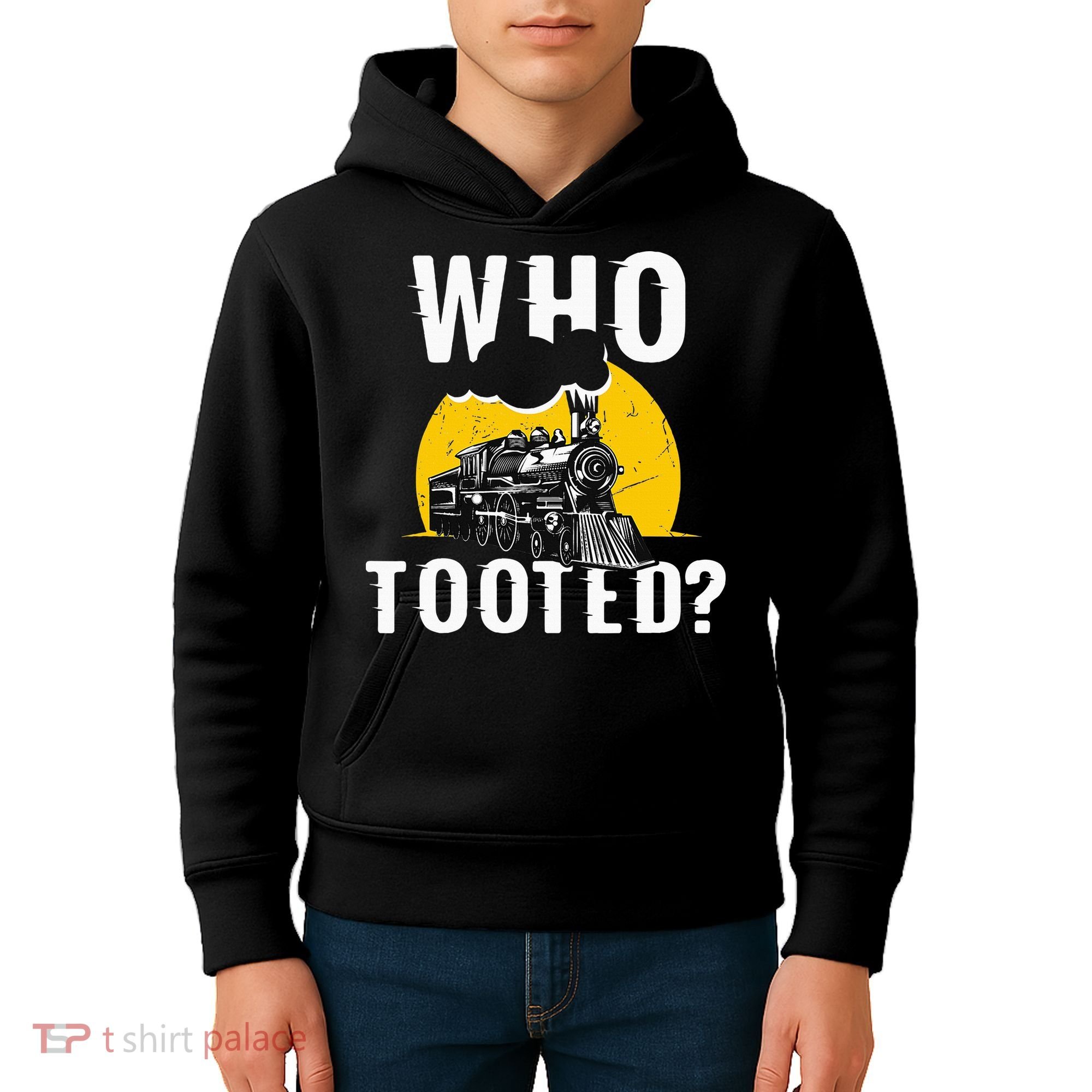 Who Tooted Funny Train Lover Cute Model Railroad Conductor Kids Hoodie