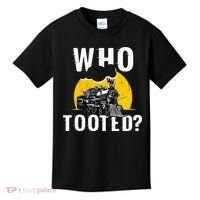 Who Tooted Funny Train Lover Cute Model Railroad Conductor Kids T-Shirt thumb 0