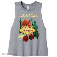 Welcome To Fabulous Las Vegas Collage Women's Racerback Cropped Tank thumb 0