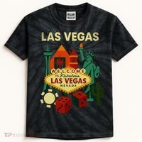 Welcome To Fabulous Las Vegas Collage Kids Tie-Dye T-Shirt thumb 0