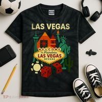 Welcome To Fabulous Las Vegas Collage Kids Tie-Dye T-Shirt thumb 2