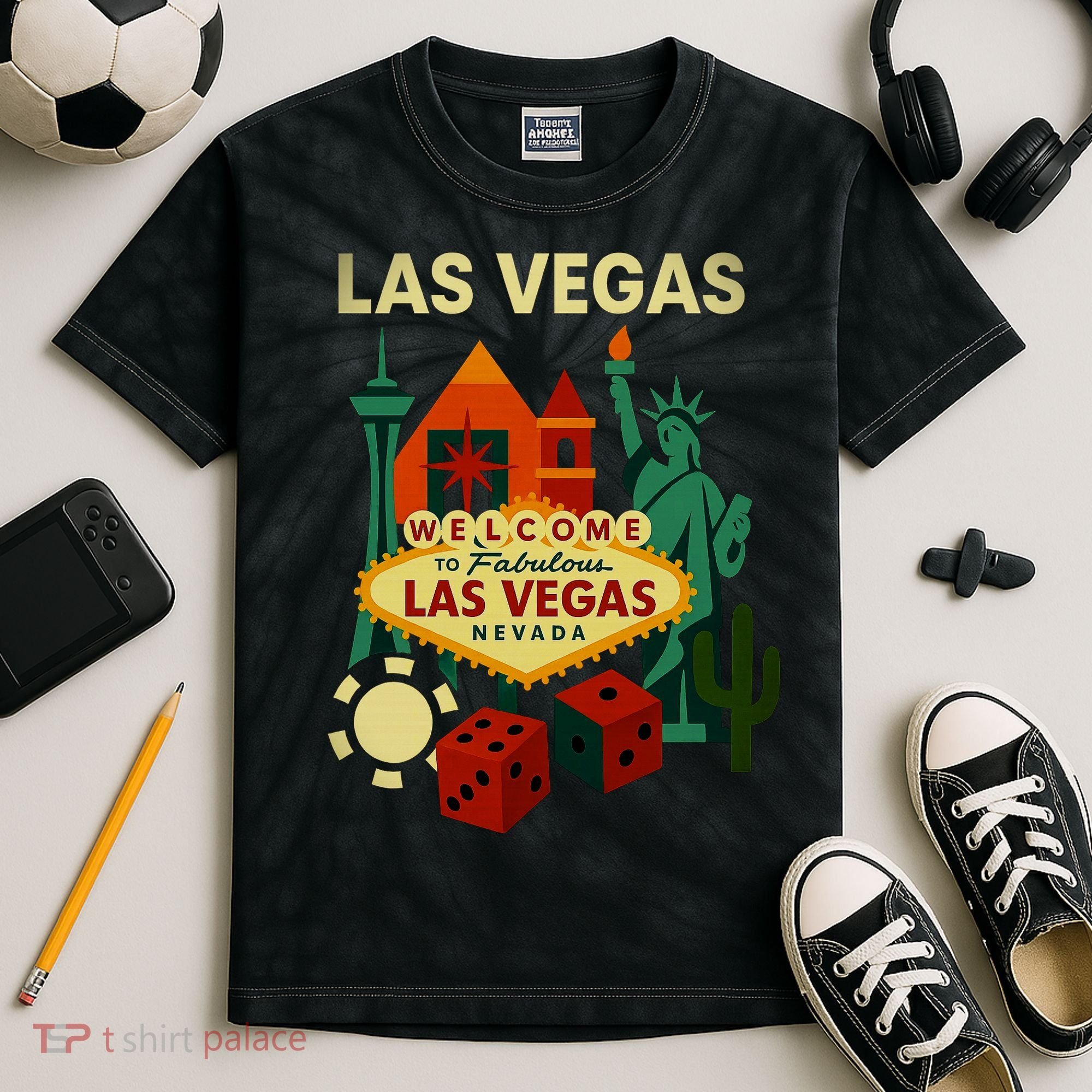 Welcome To Fabulous Las Vegas Collage Kids Tie-Dye T-Shirt