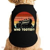 Who Tooted Funny Train Lovers & Railroad Retro Sunset Doggie Tank thumb 0