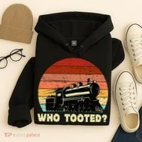 Who Tooted Funny Train Lovers & Railroad Retro Sunset Hoodie thumb 4