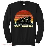 Who Tooted Funny Train Lovers & Railroad Retro Sunset Sweatshirt thumb 0