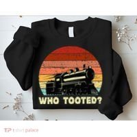 Who Tooted Funny Train Lovers & Railroad Retro Sunset Sweatshirt thumb 2
