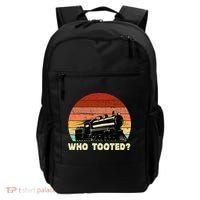 Who Tooted Funny Train Lovers & Railroad Retro Sunset Backpack thumb 0