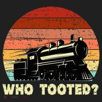 Who Tooted Funny Train Lovers & Railroad Retro Sunset Beanie thumb 2