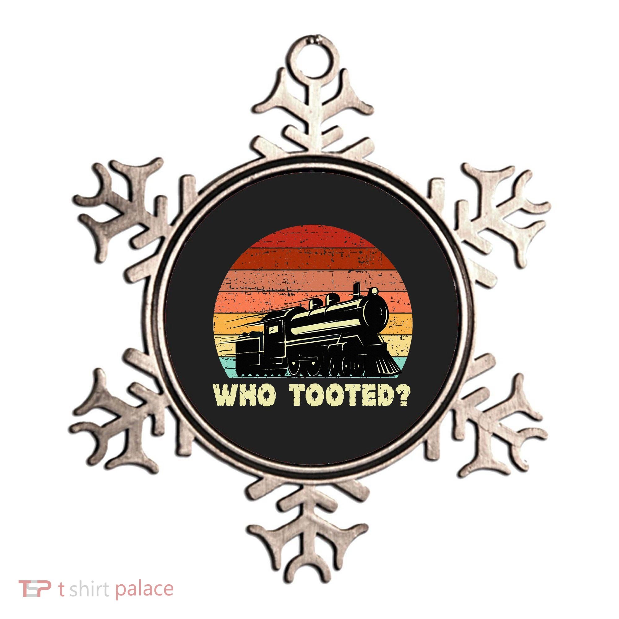 Who Tooted Funny Train Lovers & Railroad Retro Sunset Ornament