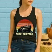 Who Tooted Funny Train Lovers & Railroad Retro Sunset Women's Tank Top thumb 2