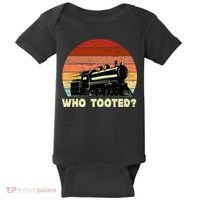 Who Tooted Funny Train Lovers & Railroad Retro Sunset Baby Bodysuit thumb 0
