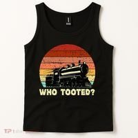 Who Tooted Funny Train Lovers & Railroad Retro Sunset Tank Top thumb 2