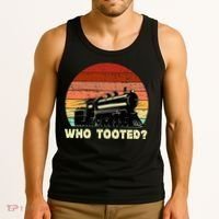 Who Tooted Funny Train Lovers & Railroad Retro Sunset Tank Top thumb 3