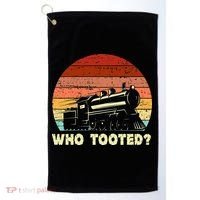 Who Tooted Funny Train Lovers & Railroad Retro Sunset Golf Towel thumb 0