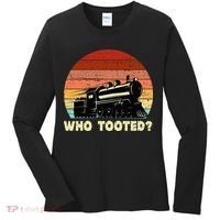 Who Tooted Funny Train Lovers & Railroad Retro Sunset Women's Long Sleeve Shirt thumb 0