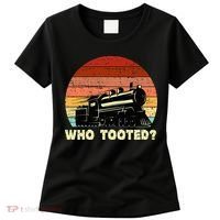 Who Tooted Funny Train Lovers & Railroad Retro Sunset Women's T-Shirt thumb 0
