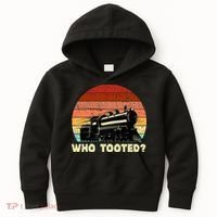 Who Tooted Funny Train Lovers & Railroad Retro Sunset Kids Hoodie thumb 0