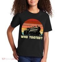 Who Tooted Funny Train Lovers & Railroad Retro Sunset Kids T-Shirt thumb 2