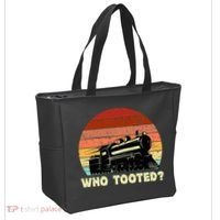 Who Tooted Funny Train Lovers & Railroad Retro Sunset Tote Bag thumb 2