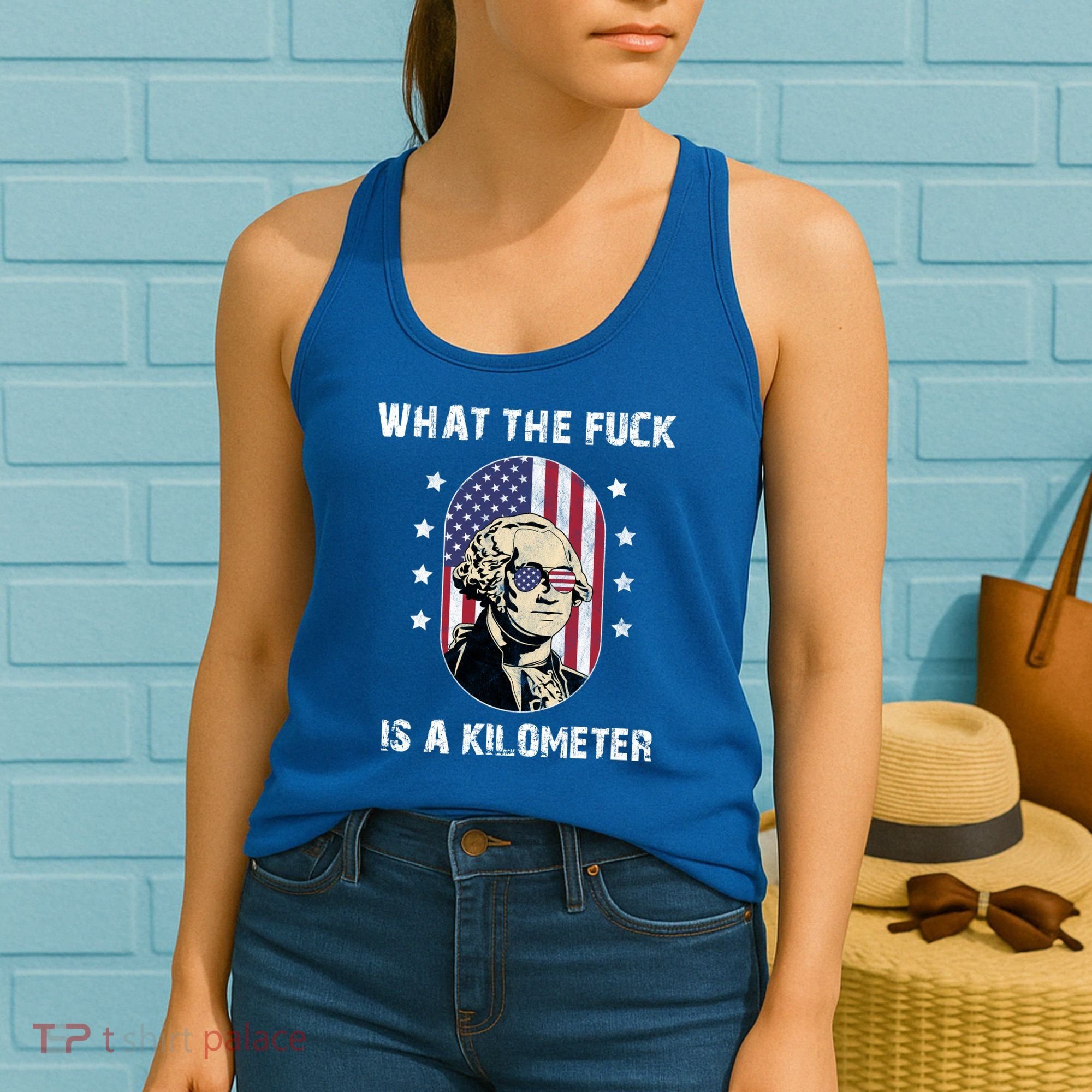 What The F*ck Is A Kilometer Funny George Washington USA Women's Tank Top