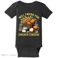 Will Twerk For Chicken Tenders Funny Baby Bodysuit thumb 0
