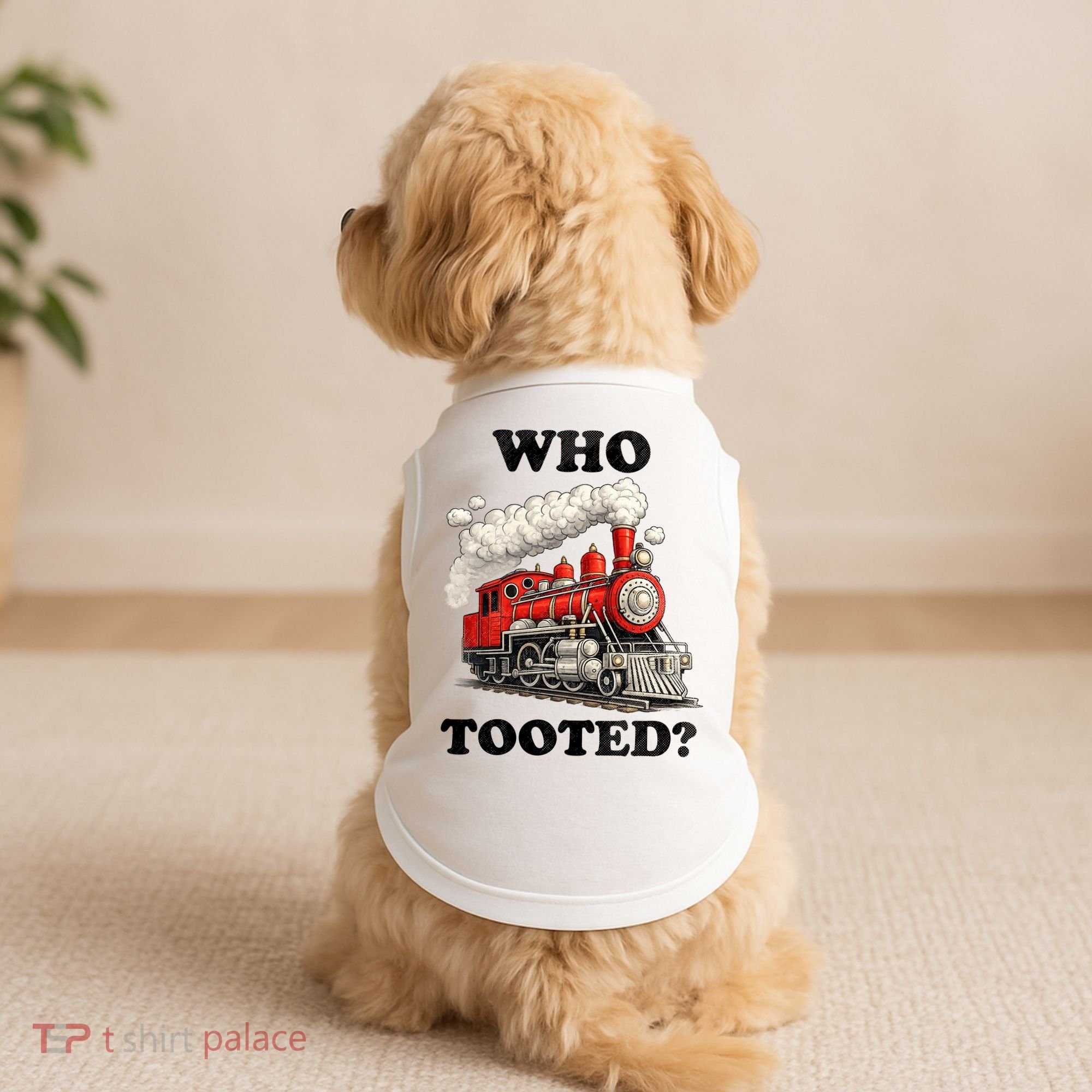 Who Tooted Funny Train Doggie Tank