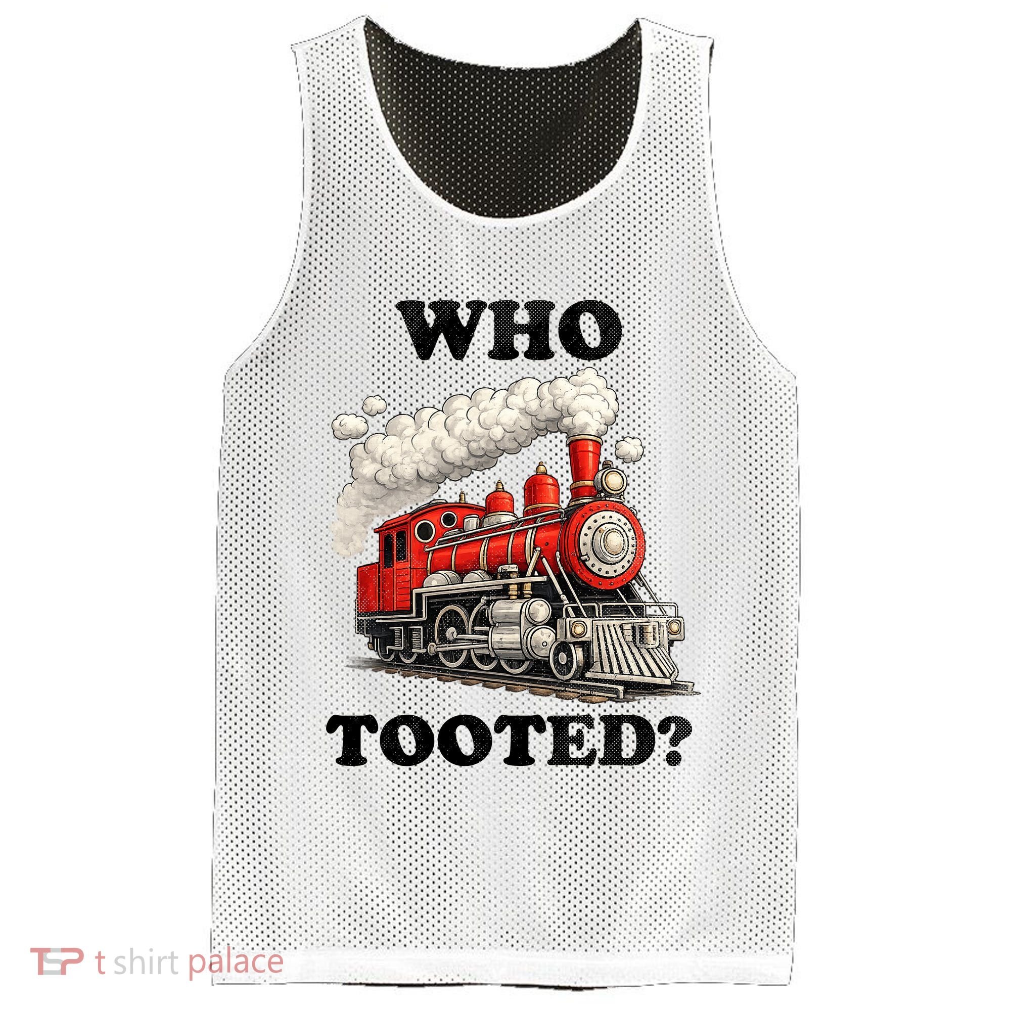 Who Tooted Funny Train Mesh Reversible Basketball Jersey Tank