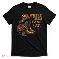 Where Them Fans At Leopard Cowgirl Boots And Hat Western  T-Shirt thumb 0