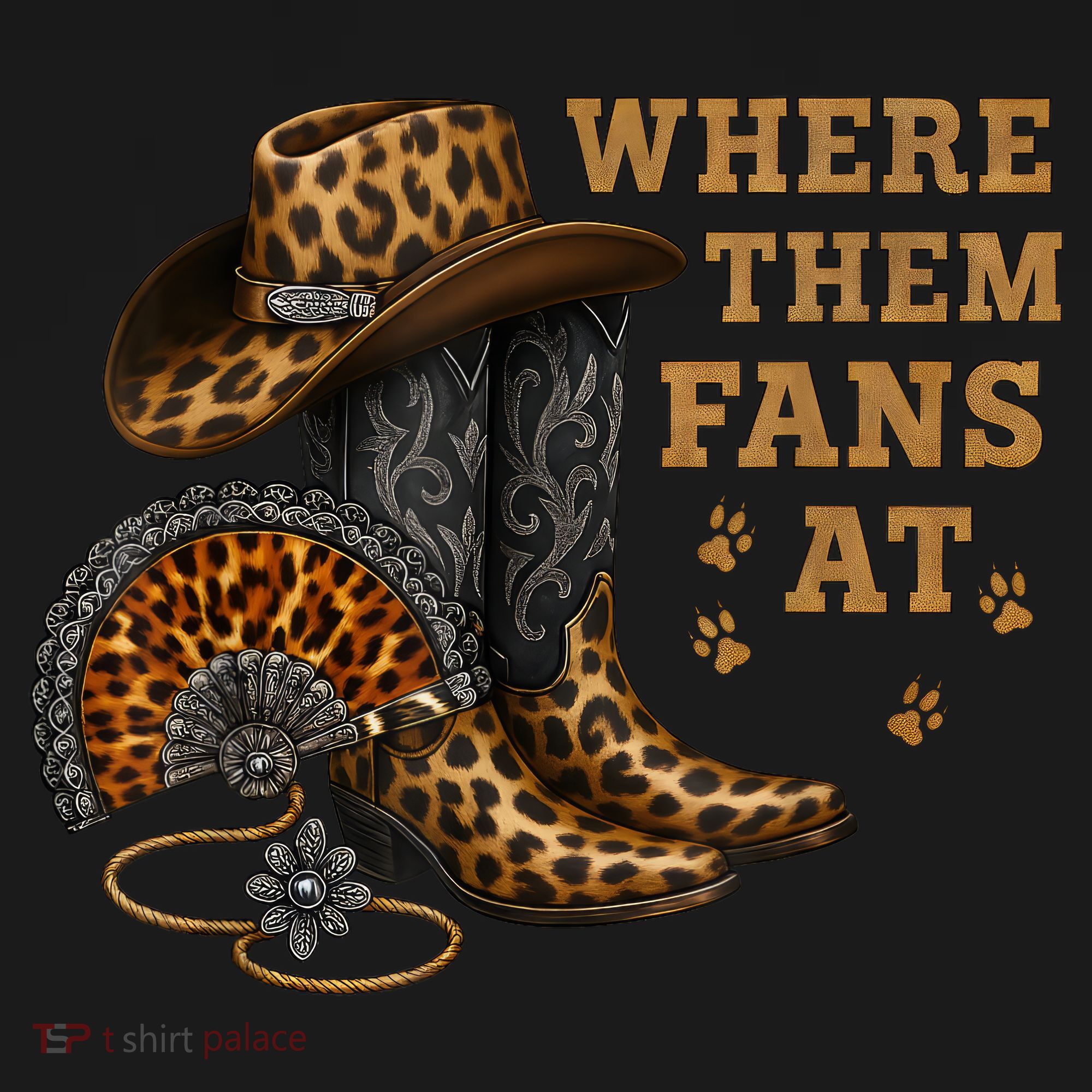 Where Them Fans At Leopard Cowgirl Boots And Hat Western  Polo