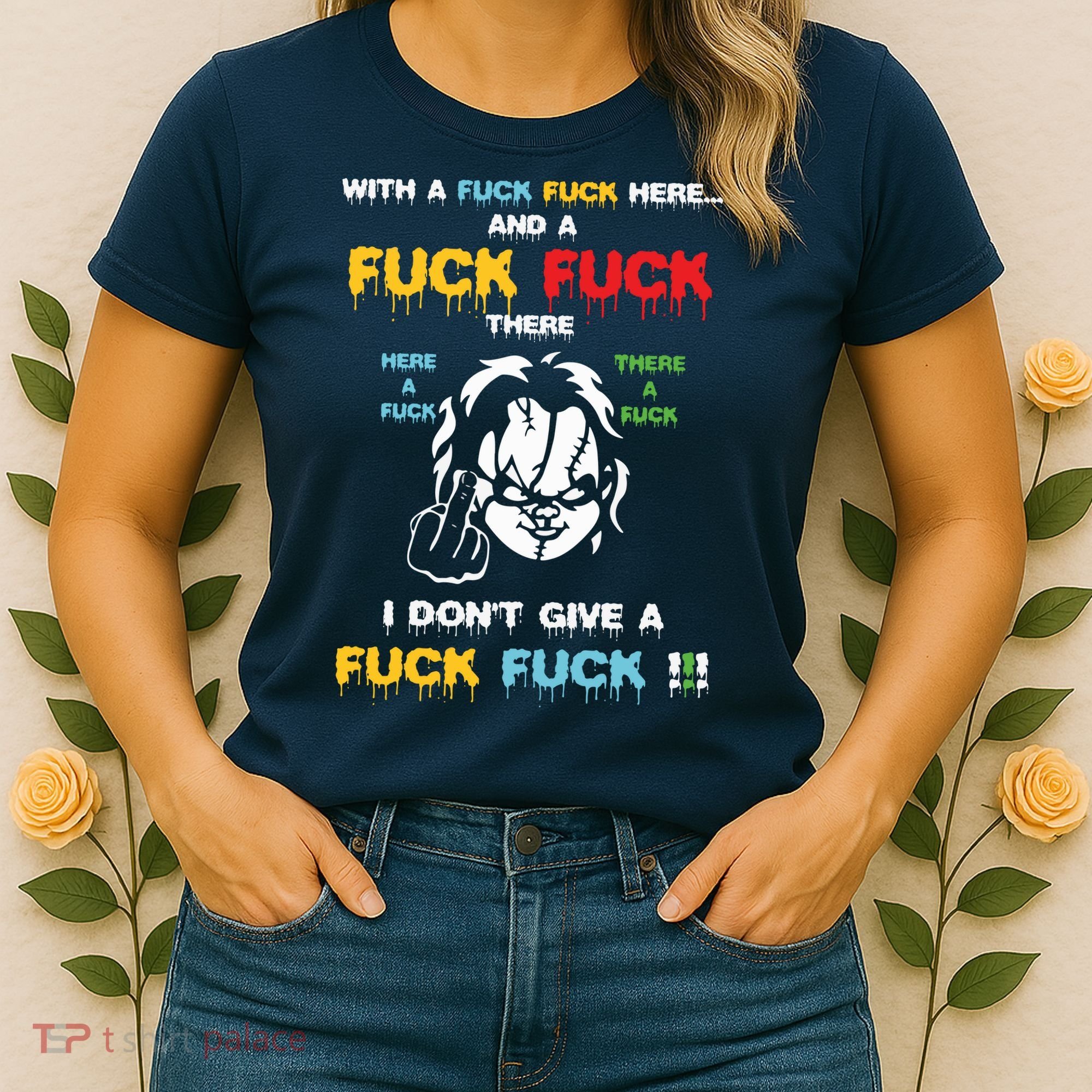 With The Fuck Everywhere Funny Horror Halloween Costume Women's T-Shirt