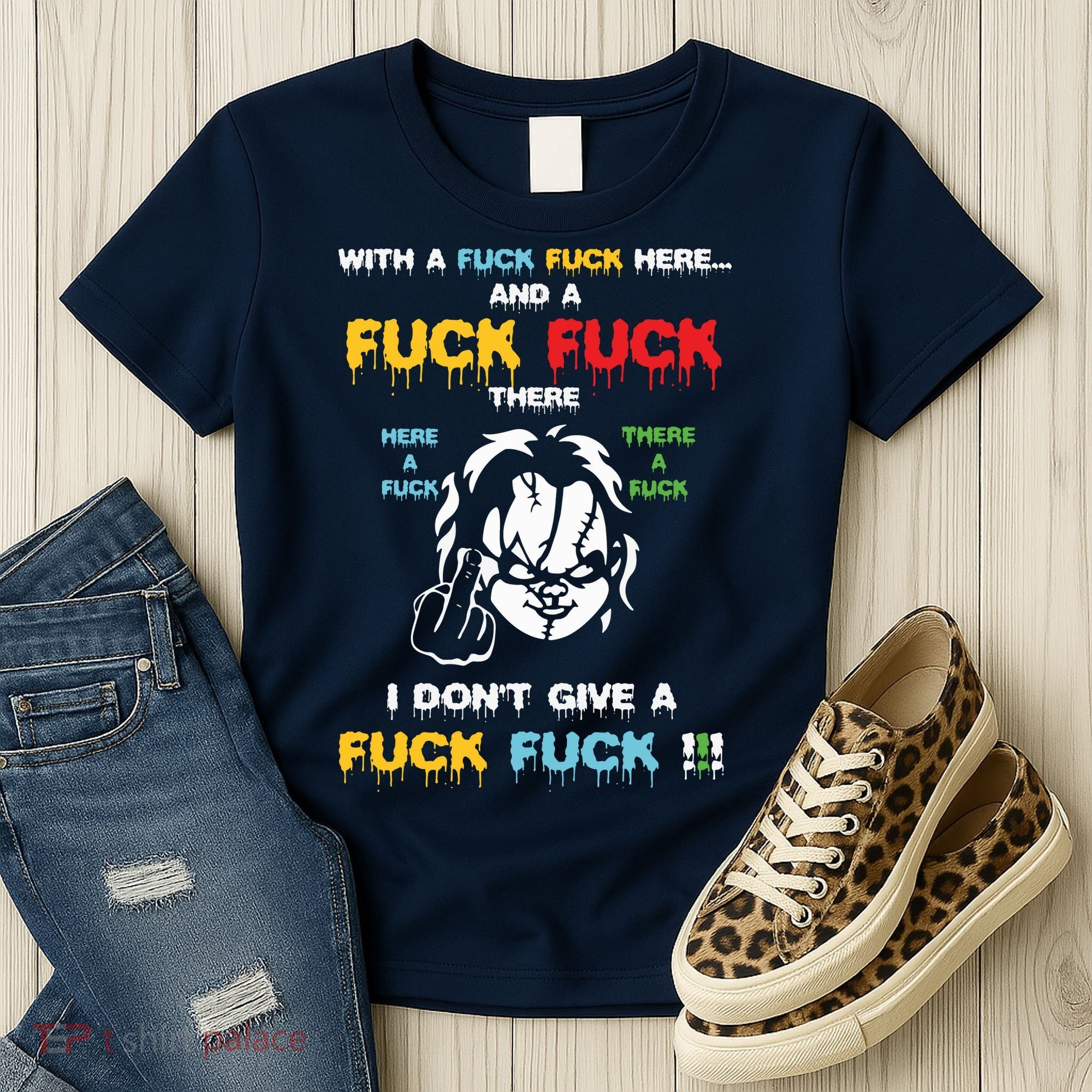 With The Fuck Everywhere Funny Horror Halloween Costume Women's T-Shirt
