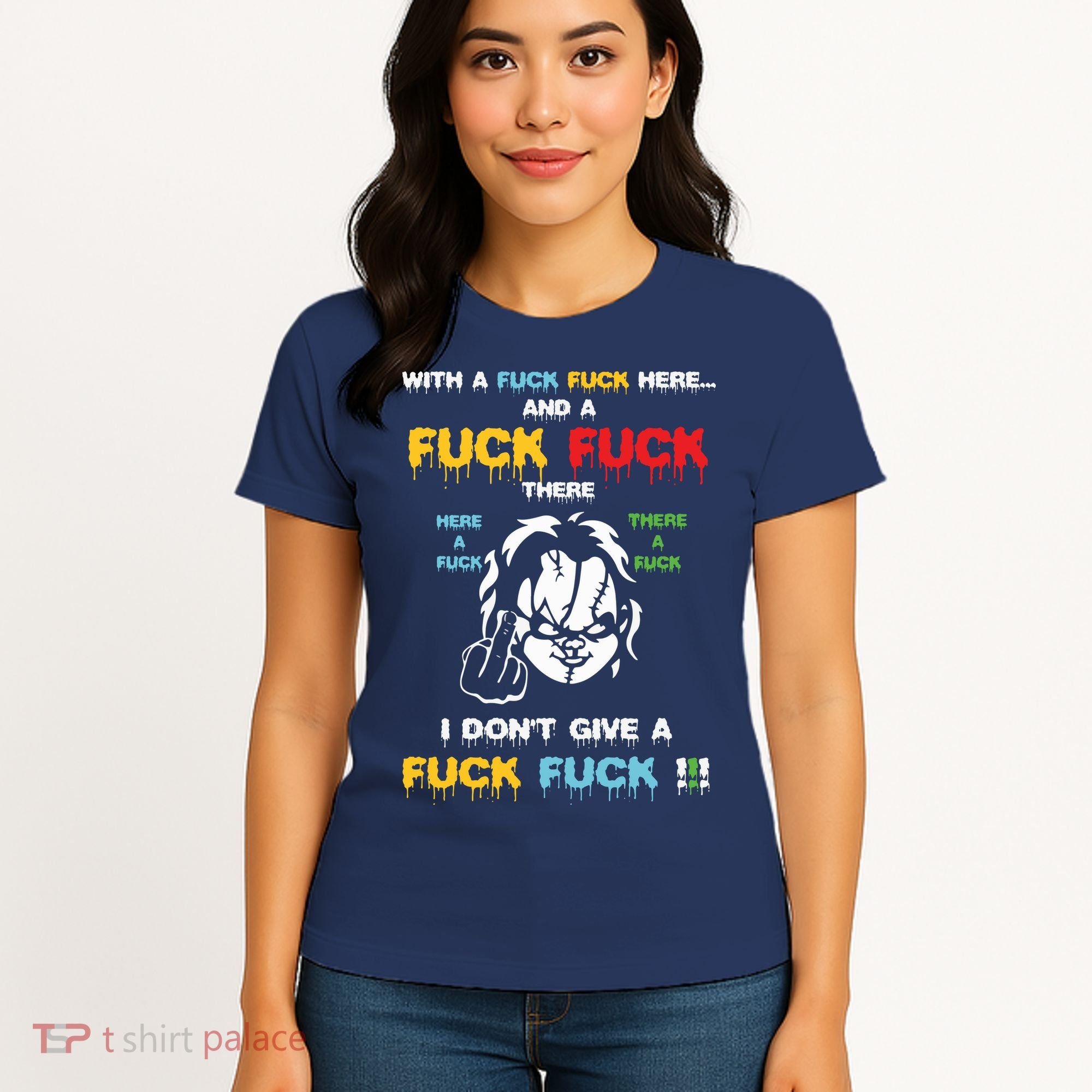 With The Fuck Everywhere Funny Horror Halloween Costume Women's T-Shirt