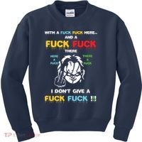 With The Fuck Everywhere Funny Horror Halloween Costume Kids Sweatshirt thumb 0