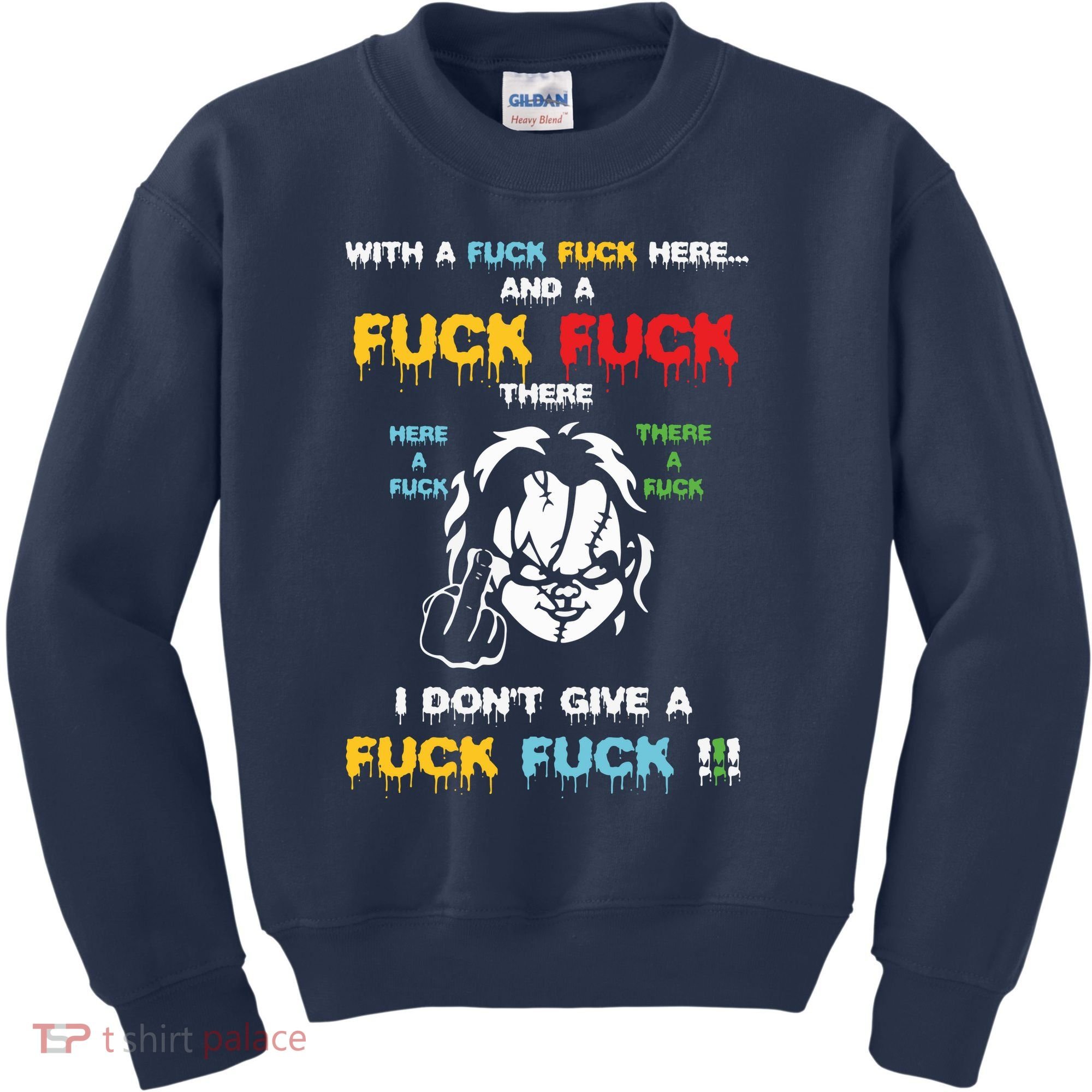 With The Fuck Everywhere Funny Horror Halloween Costume Kids Sweatshirt