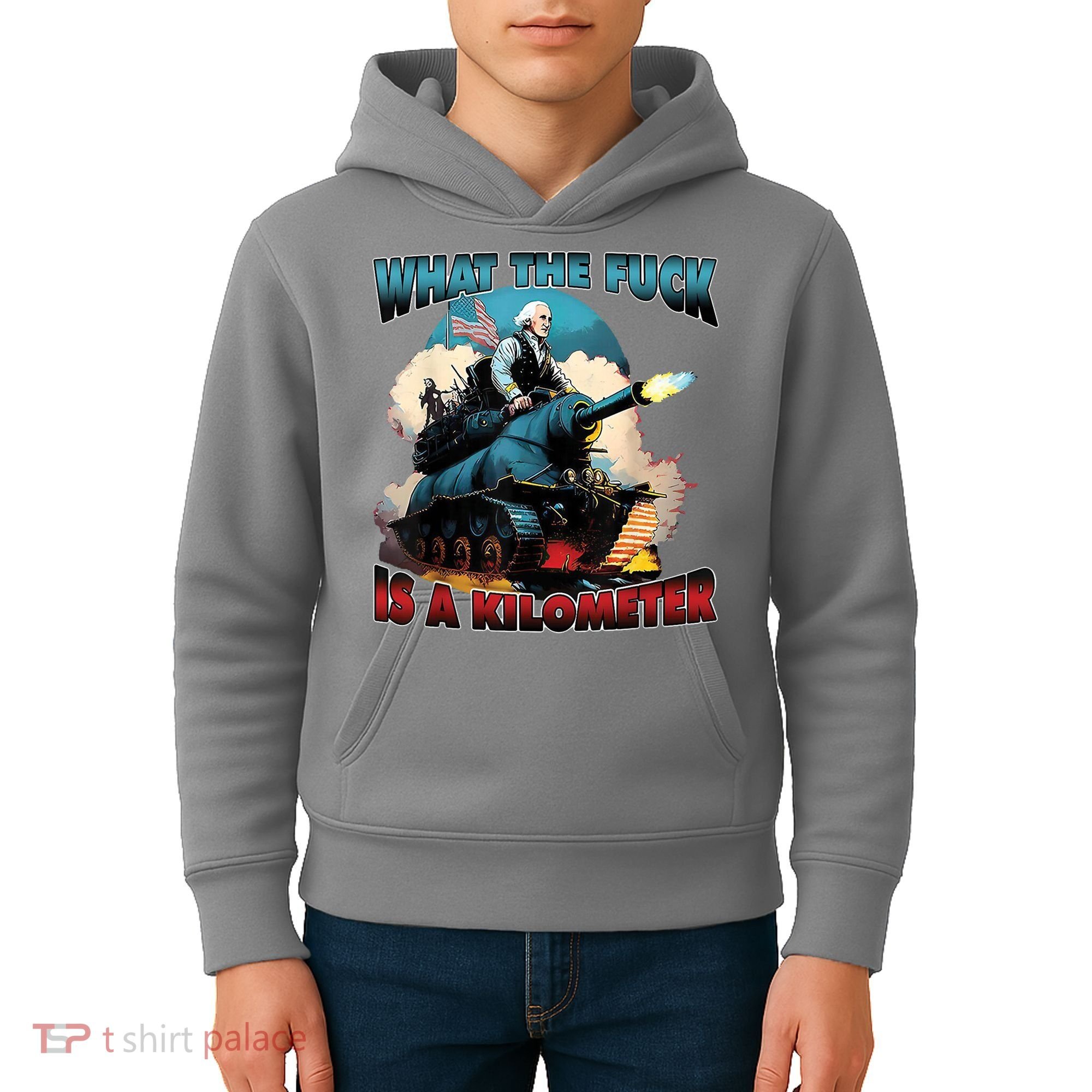 What The Fuck Is A Kilometer Funny George Washington Kids Hoodie