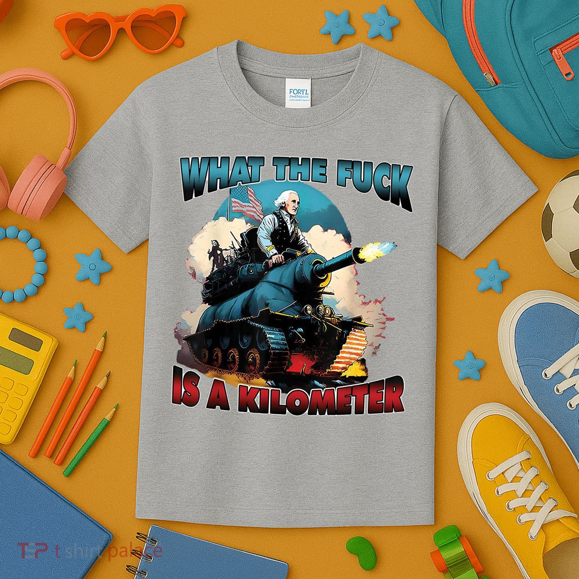 What The Fuck Is A Kilometer Funny George Washington Kids T-Shirt