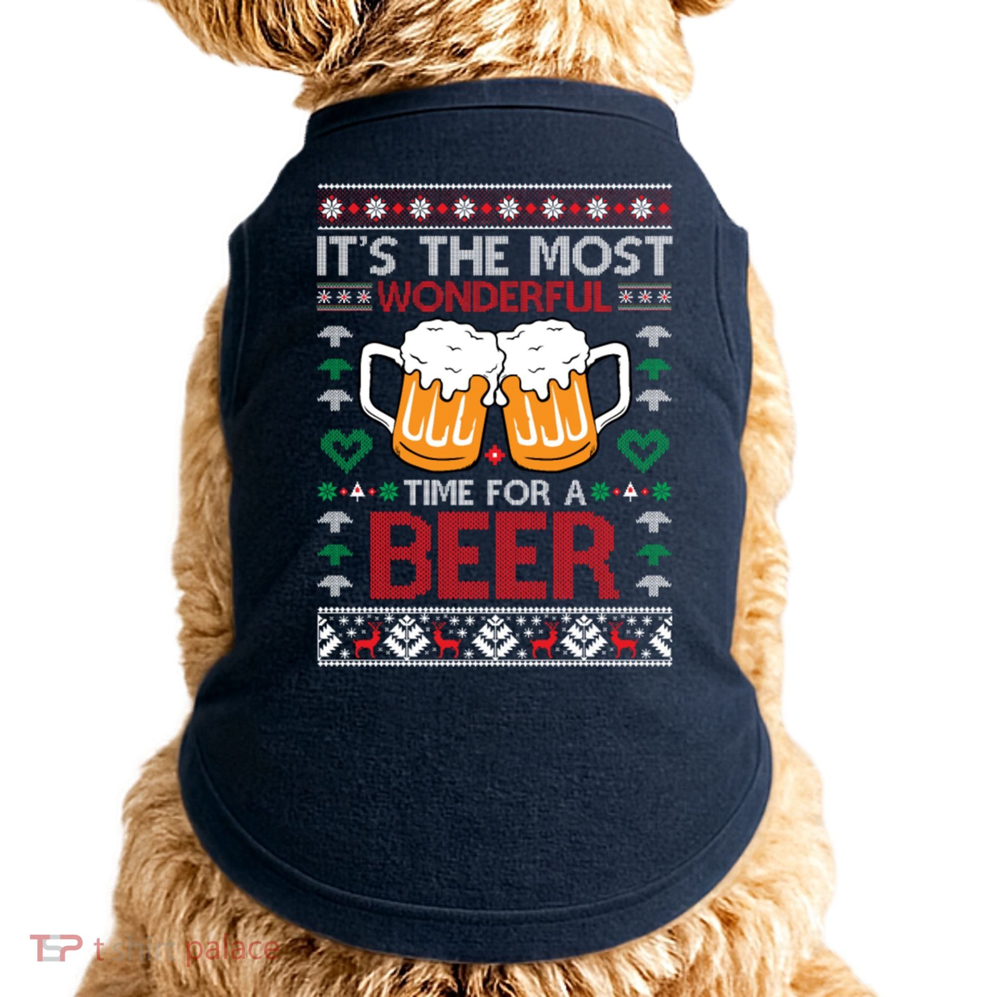 wonderful time for a beer Ugly Christmas Sweaters Doggie Tank