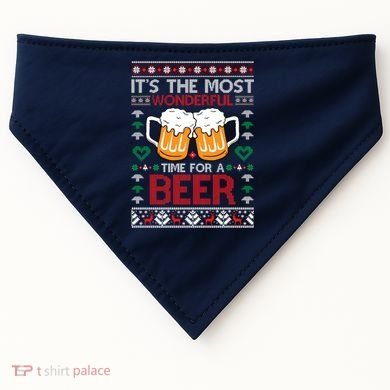 wonderful time for a beer Ugly Christmas Sweaters USA-Made Doggie Bandana