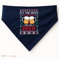 wonderful time for a beer Ugly Christmas Sweaters USA-Made Doggie Bandana thumb 0